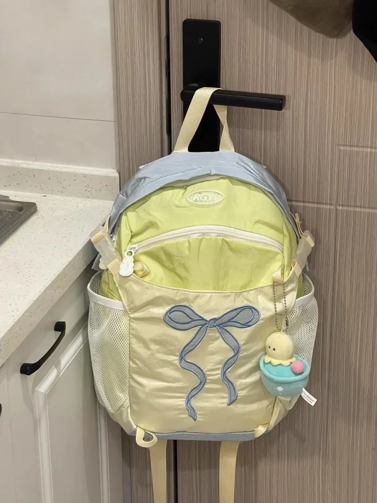 

Korean Embroidery Bow Light-weight Backpacks Girls Casual Cute Y2k Aesthetic Schoolbags Women Students Sweet Fashion Backpack