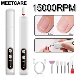 6in1 Wireless Nail Drill 15000RPM with LED Light and Screen Manicure Cutter Nail Repair Pedicure Milling Cutter Polisher Sander
