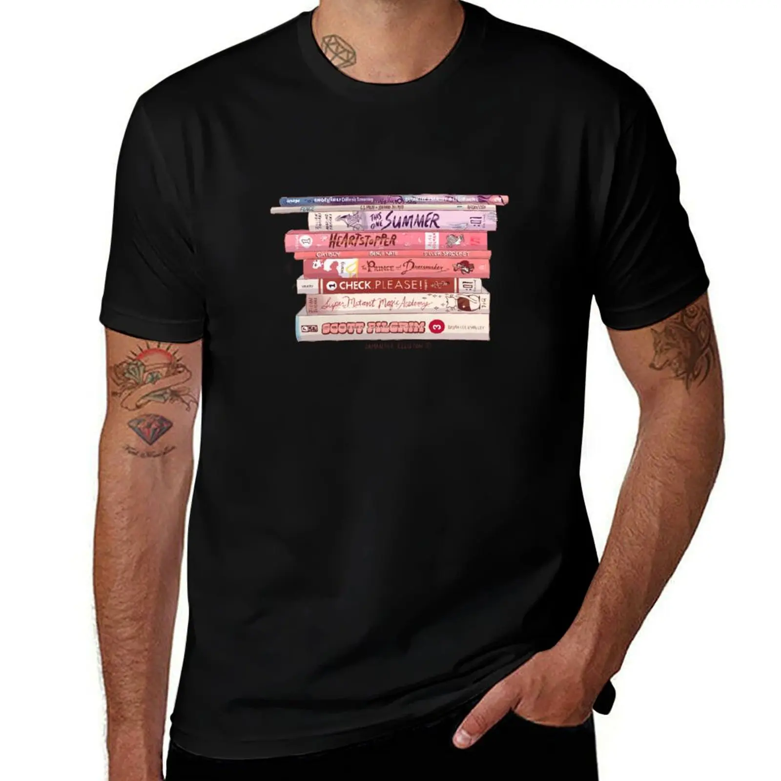 The Pink Graphic Novel Stack T-Shirt Halloween Casual T-Shirt