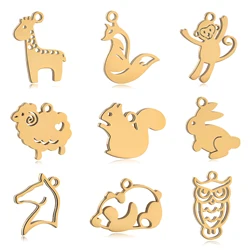 5pc/Lot Cute Panda/Squirrel/Fox/Monkey/Giraffe/Owl Charms Animal Pendants DIY Handmade Necklace Bracelet Earrings Jewelry Making