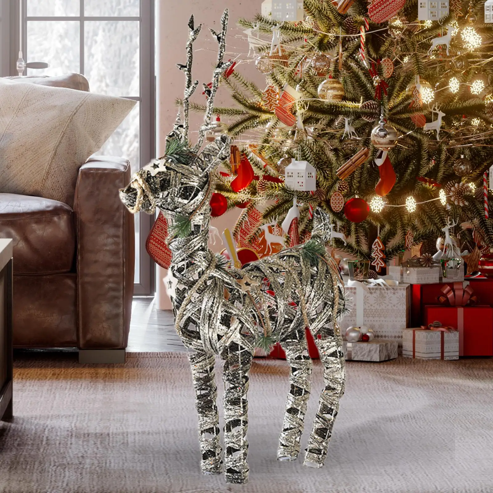 Christmas Deer Statue Creative Home Decor Holiday Decoration Shopping Mall Window Ornament for Festive Stores Home Holiday Cafes