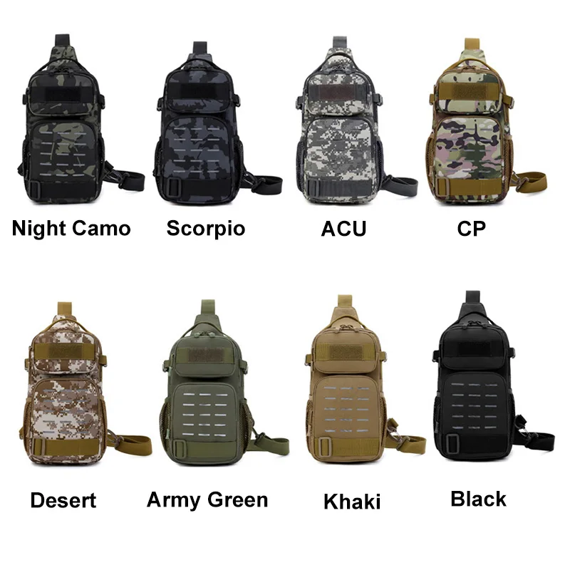 Tactical Sling Shoulder Bags Waterproof Night Reflective Strip Pack EDC New Molle Chest Bag 10L Capacity Wear-resisting black