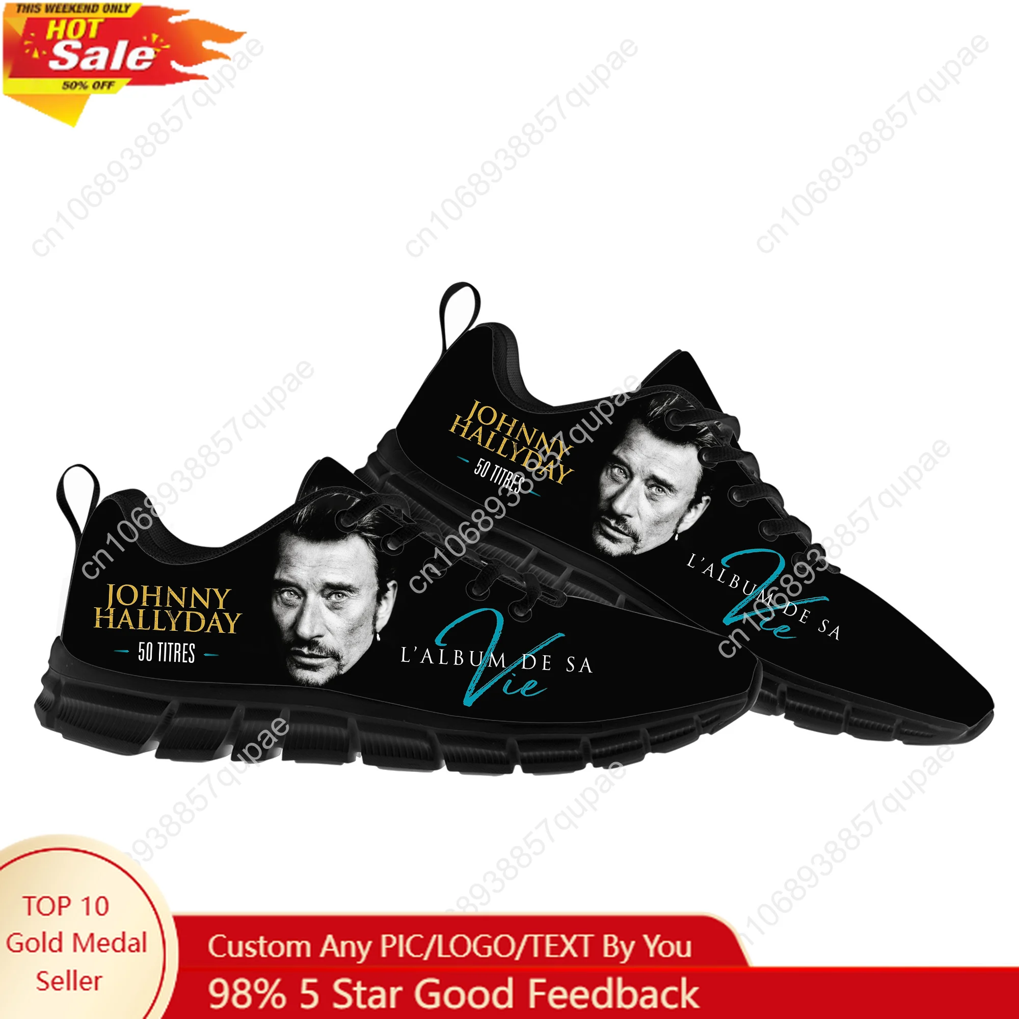 

Johnny Hallyday French Rock Singer Sports Shoes Men Women Teenager Sneakers Lightweight Casual Hiking Sneaker Custom Built Shoes
