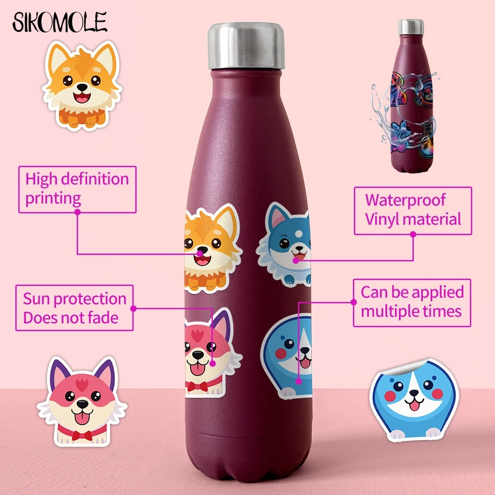 10/50/100 Uds. Pegatinas bonitas de cachorro de dibujos animados perro estético DIY decoración juguetes para niños calcomanía de equipaje de viaje paquete de pegatinas de grafiti