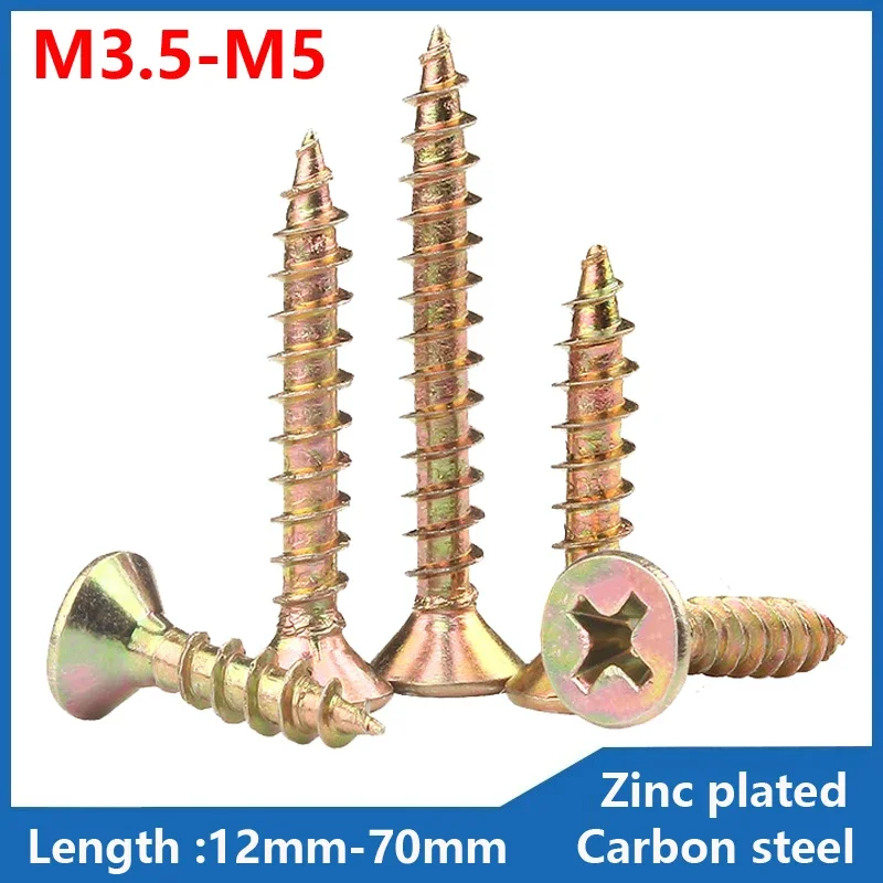 

M3.5 M4 m5 Zinc Cross Recessed Countersunk Fiberboard Chipboard Screws Coated Flat Head Self Tapping Wood Screw Wallboard nails