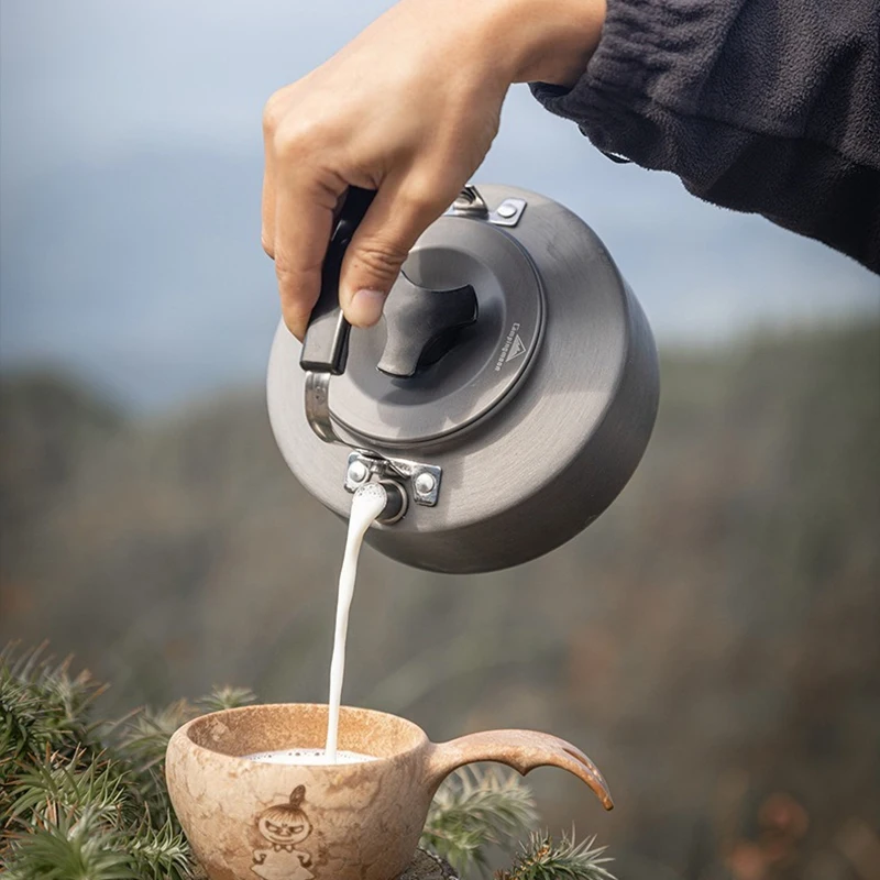 

CAMPINGMOON Портативный кофейник из алюминиевого сплава большой емкости 0.8л/1л/1.5л, походный чайник для пикника
