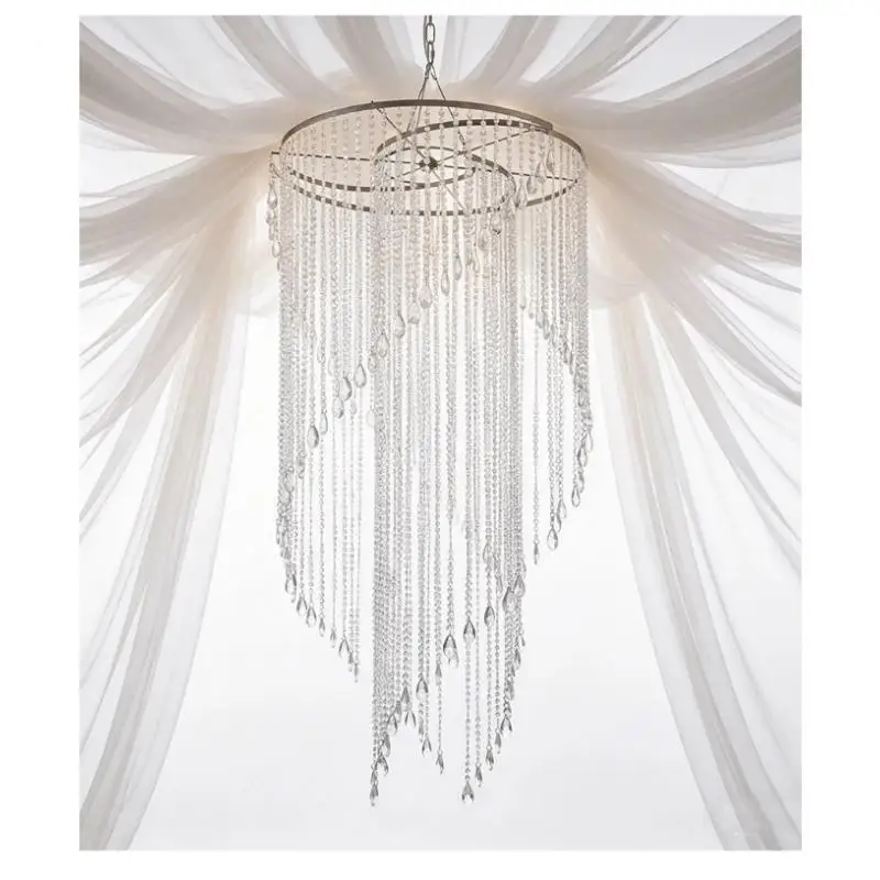 

60 X 120 Cm Luxury Ceiling Hanging Crystals Pendent Arch Backdrop Stage Chandelier For Display Window Stage Wedding Setup