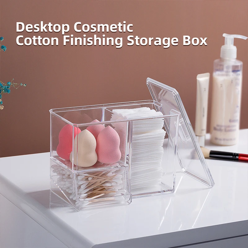 

Obelix Acrylic Storage Box Cotton Swabs Jar Portable Transparent Makeup Organizer Cotton Pad Holder Cotton Swab Box (Empty Box)