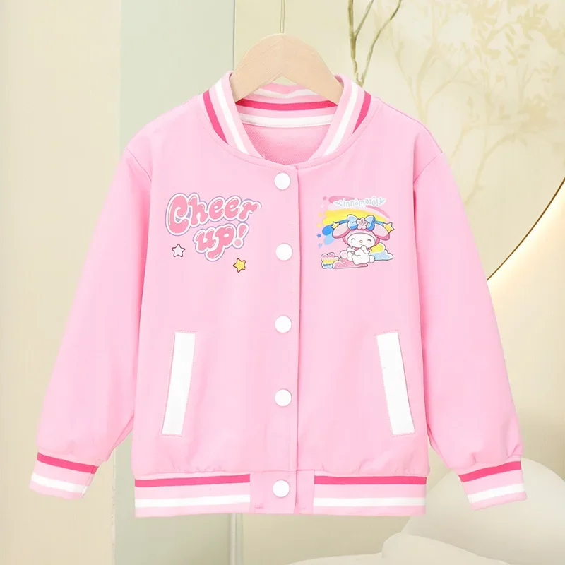 Sanrio My Melody saia plissada e conjunto de jaqueta para meninas, camisa, saia, doce, fofo, desenhos animados, anime, jk, roupas bonitas, presente para crianças, outono, 3 peças