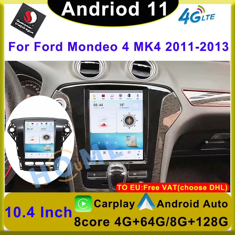 

10.4" Android11 Tesla Style Android Auto 4G Wireless Carplay DSP Car Radio Multimedia Player For Ford Mondeo 4 Mk4 2011-2013 GPS