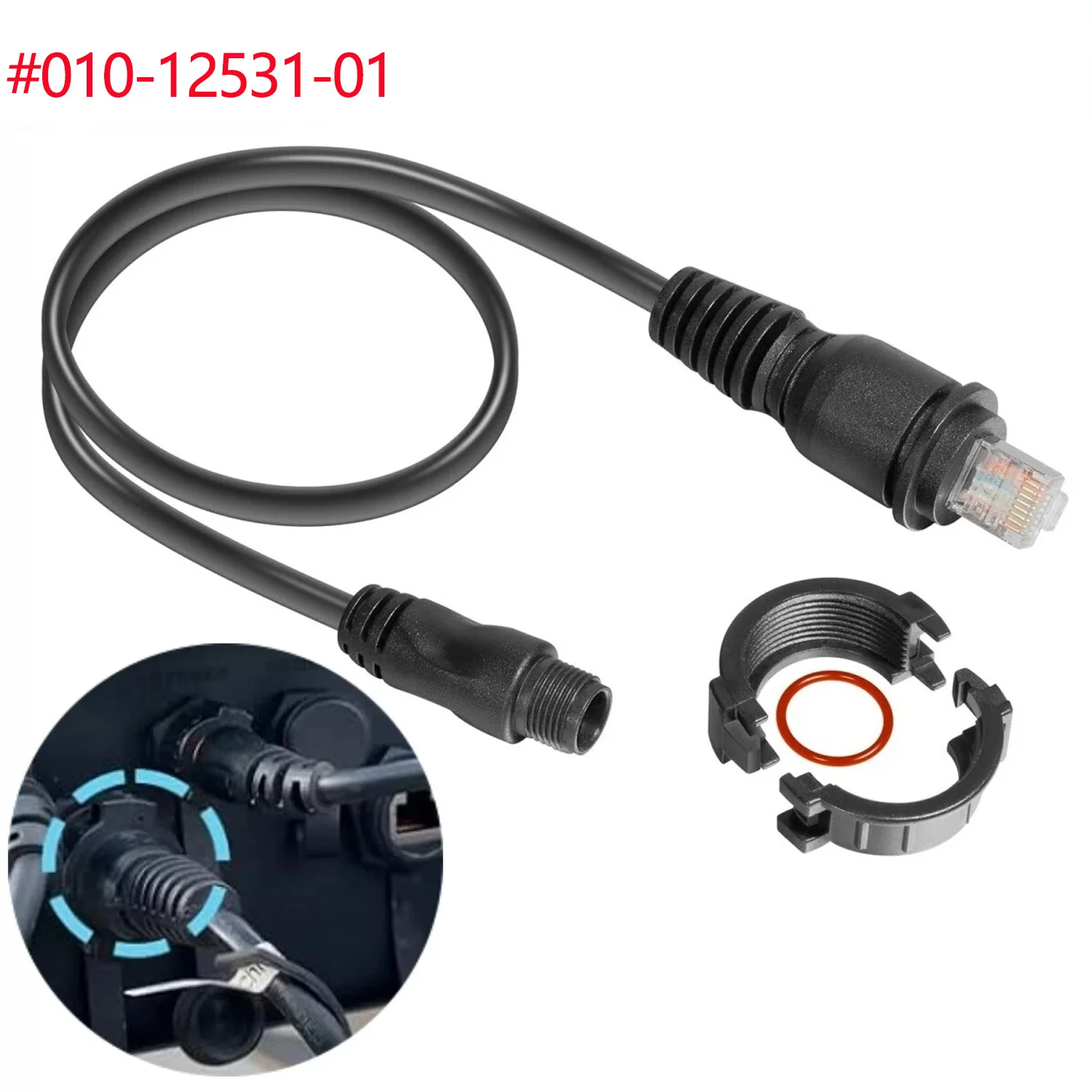 

010-12531-01 Кабель-адаптер морской сети, черный, маленький (папа) на большой разъем RJ-45 для системы Panoptix LiveScope GC 200 и т. д.