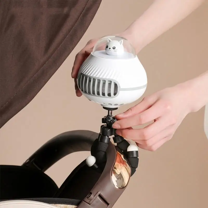 95AE عربة الأطفال بمروحة USB محمولة بمشبك على مروحة تبريد صغيرة لمروحة سفر الأطفال التي تدفع باليدين #5