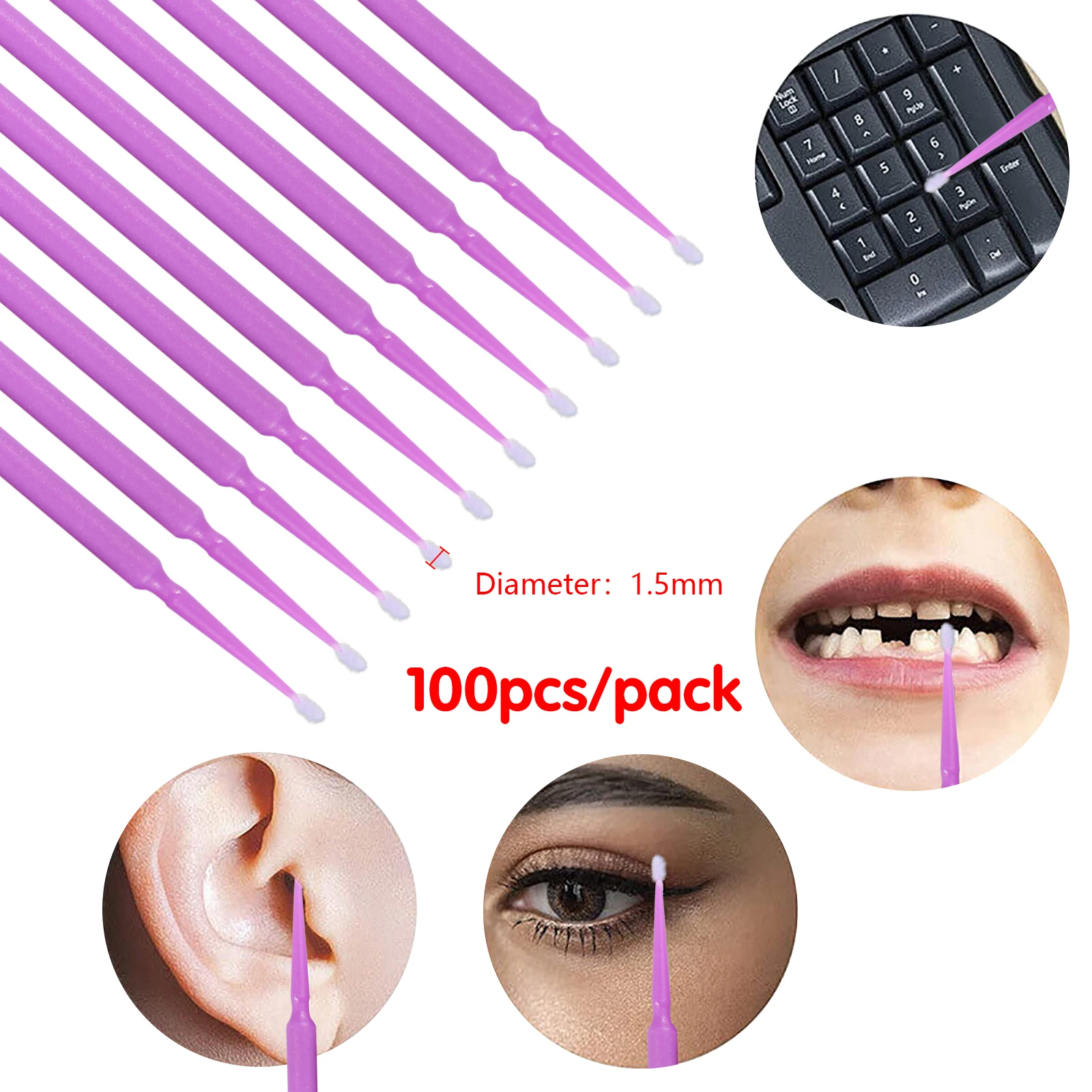 100 sztuk wymazów dentystycznych jednorazowy aplikator Micro Brush w kolorach 2.5MM/2MM/1.5MM/1.2MM