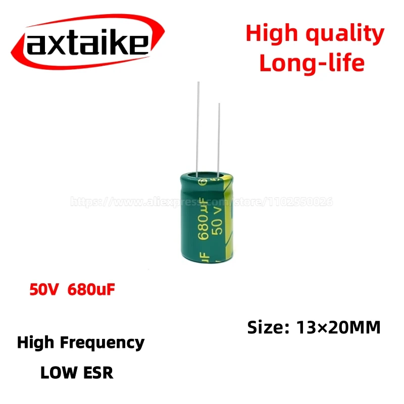 

10PCS 50V680uF Aluminum Capacitor, High Frequency Low ESR 105°C Radial for Power Supply Long-life 13×20MM