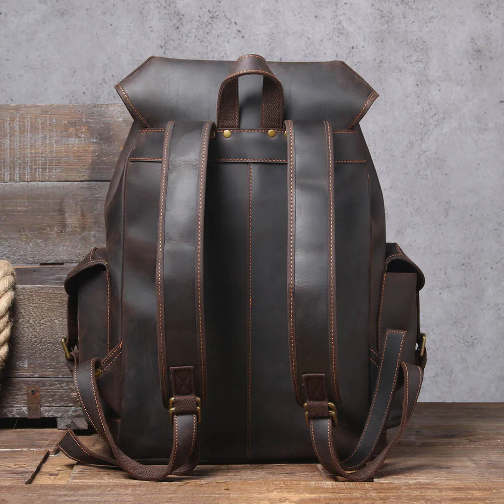 S.WORKER Vintage Echtleder-Rucksack Laptop-Tasche Lässige Crazy-Horse-Leder-Schultasche Outdoor-Reise-Weekender-Tasche – Detail 15