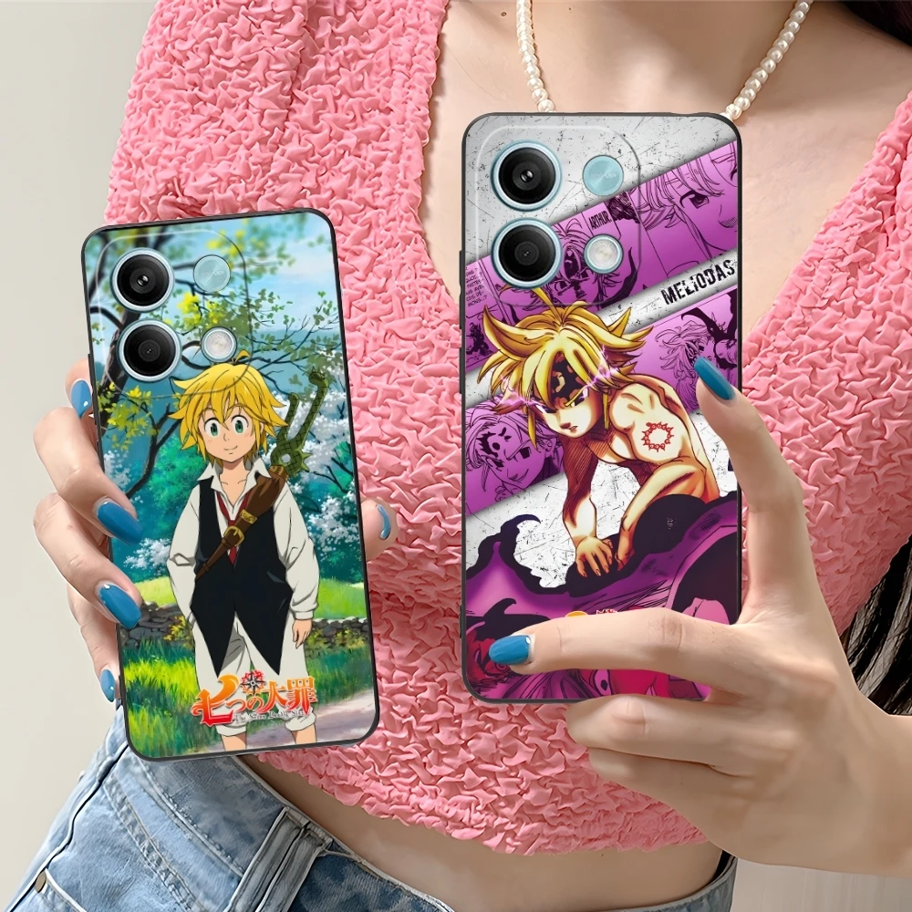 Seven Deadly Sins Meliodas Cell Phone Case for Xiaomi Redmi 14 13 13C 12 12C 10 10C A1 A2 A3 Plus 5G Black Phone Cover Shell