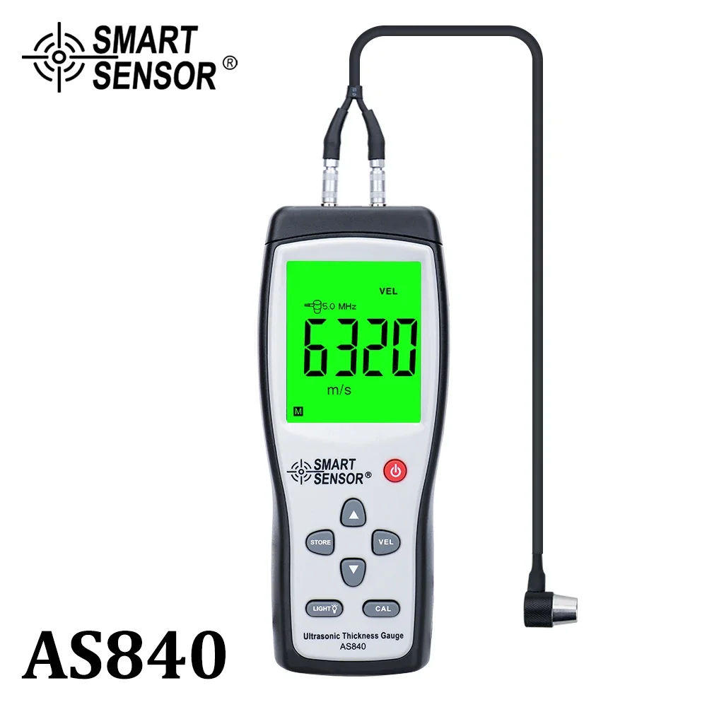 

Digital Ultrasonic Thickness Gauge Sound Velocity Meter Metal Depth tester 1.2-225mm Smart Sensor AS840 with LCD display