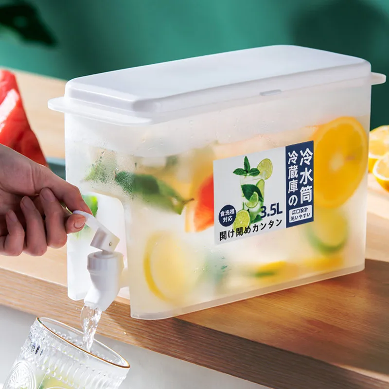 Cold Water Kettle 3.5/5L with Tap Water Jug Lemonade Container Drink Dispenser for Refrigerator Beverage Dispenser Water Bucket