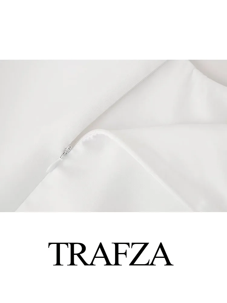 TRAFZA-Mini saia sem mangas de cintura alta linha A, colete casual feminino, elegante terno chique monocromático, moda verão, 2 peças, 2022