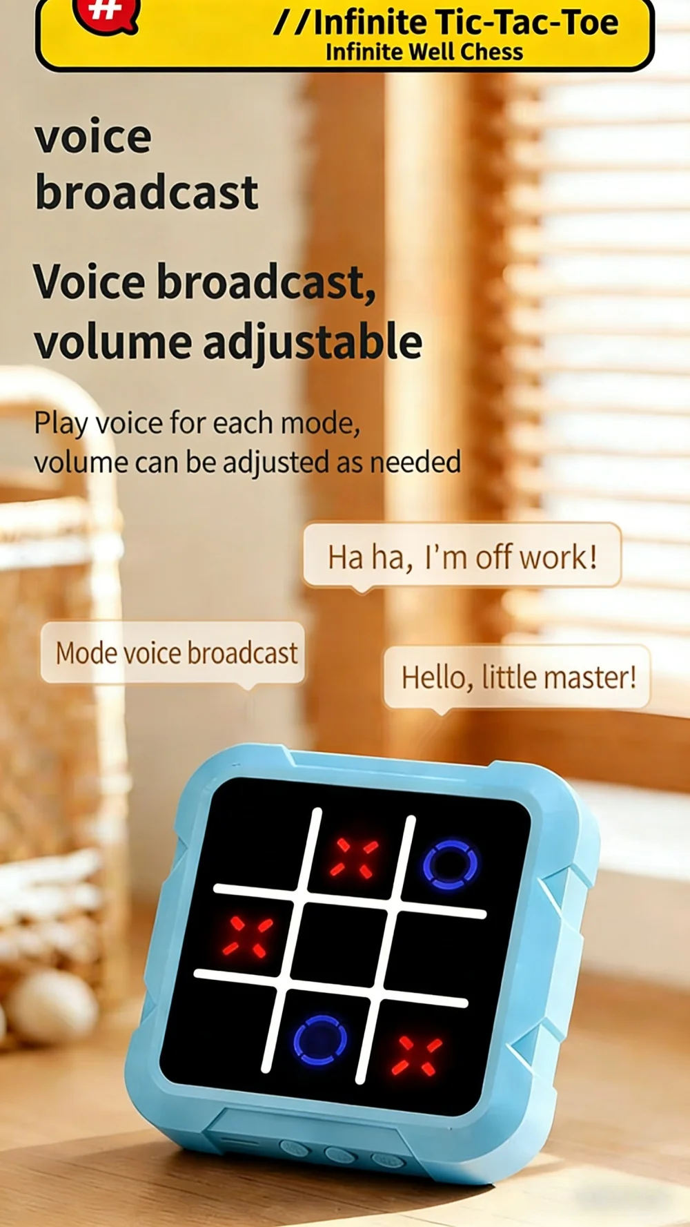 Tragbares Tic-Tac-Toe, Stressabbau- und Lernbrettspiel, multifunktionales elektronisches Spiel, geeignet für Erwachsene und Kinder – Detail 11