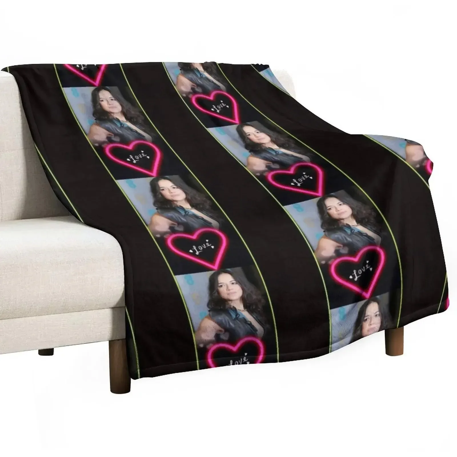 

Michelle Rodriguez Throw Blanket Beach Flannel Fabric Soft Plaid warm winter Blankets