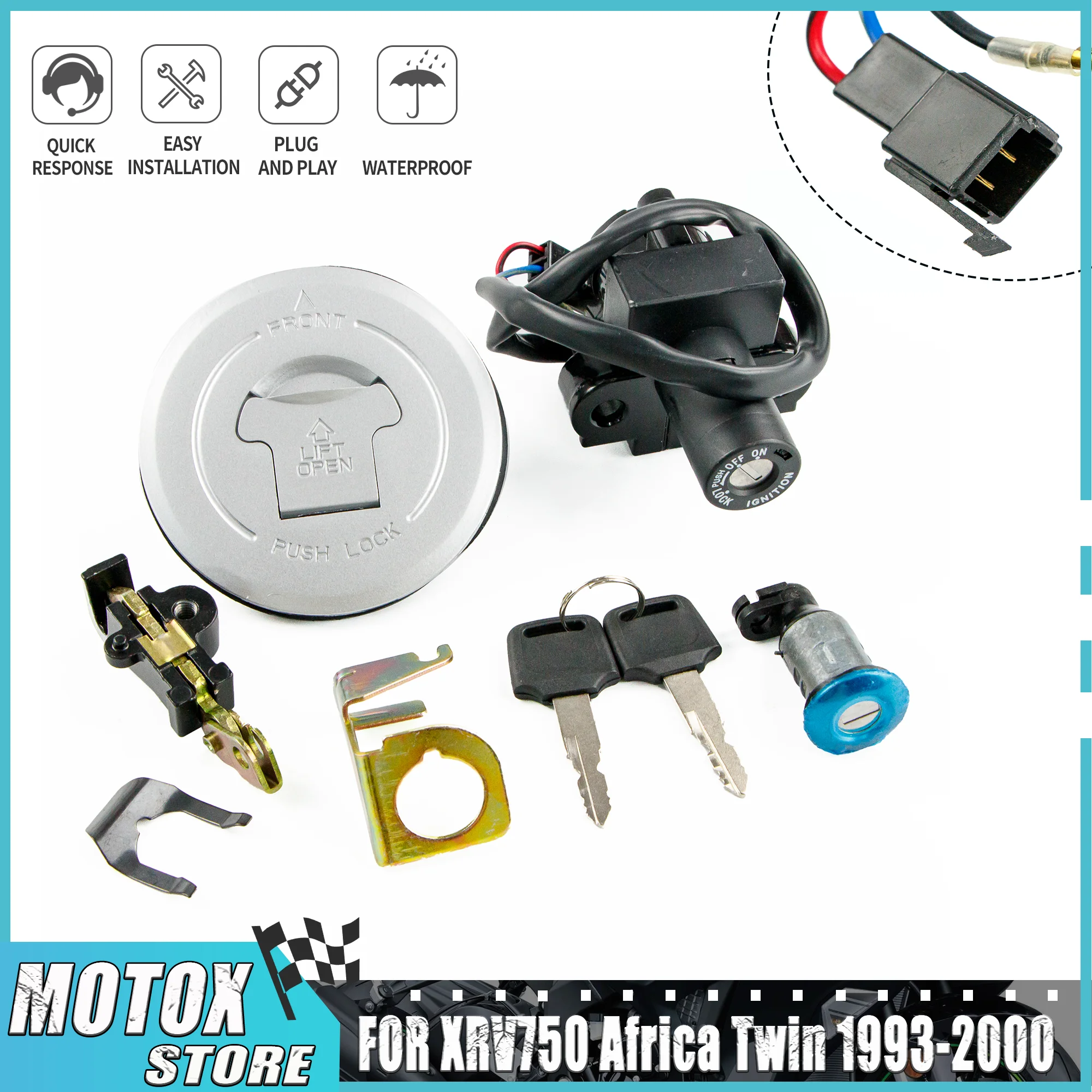 Ajuste para 1993 - 2000 Honda XRV750 Africa Twin XRV 750 1994 19995 1996 1997 cerradura de interruptor de encendido tapa de combustible juego de cerradura de asiento de llave