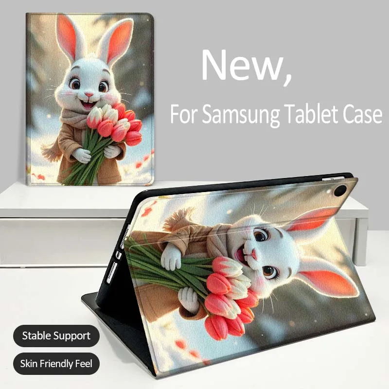 

Cartoon Rabbit Tulip Bouquet For Samsung Galaxy Tab A A7 A8 A9 A11 S6 S11 Lite Plus 10.1 10.4 10.5 Inch 2022 2025 Tablet Case