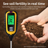 6 in 1 Soil Meter Soil PH Moisture Sunlight Temp Fertility Detector Precision Soil PH Tester Plant Gardening Tool with Backlight