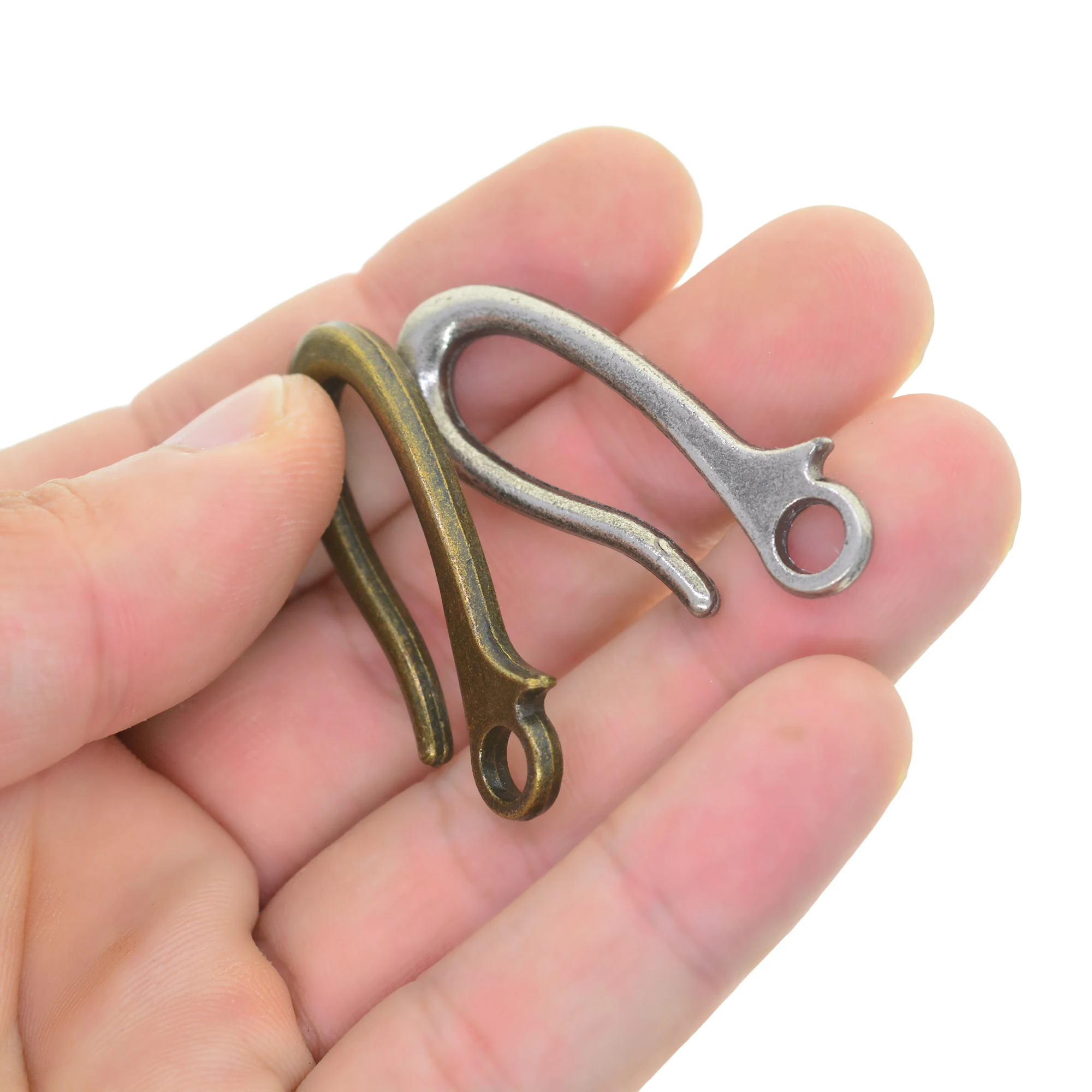 Bronze and Gunmetal Solid alloy metal small  1.7inch Japanese fish U hook fishhook Keychain key Ring EDC DIY making supplies