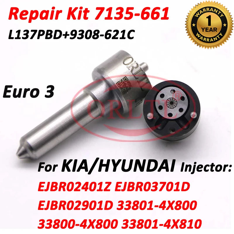 

7135-661 Diesel Injecor Repair Kits Nozzle L137PBD Valve 9308-621C for Terracan EJBR02901D EJBR037D 33800-4X800 33801-4X810