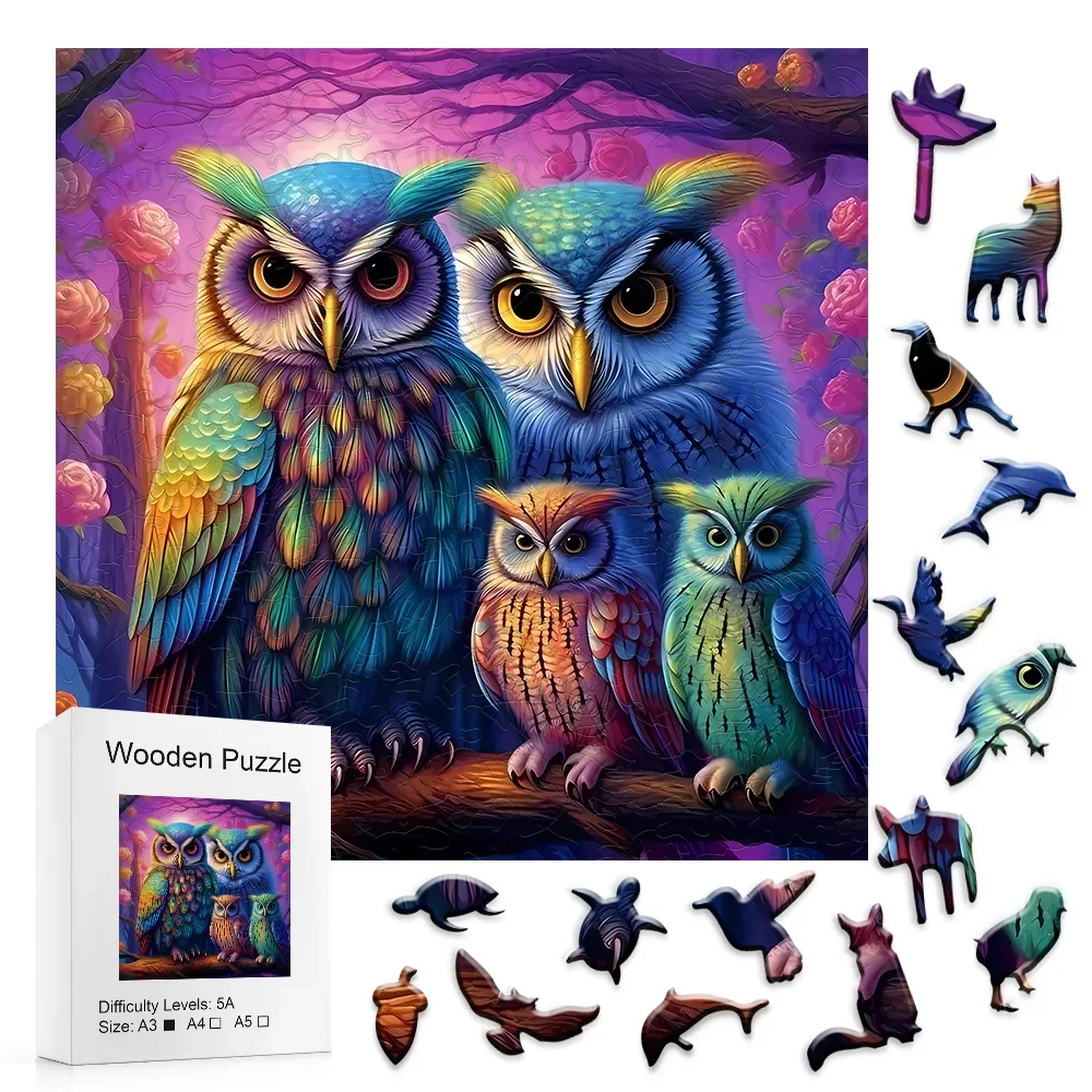 

New Halloween Owl Wooden Puzzles, Wooden Puzzles Unique Shape High Quality Puzzles Maternal Love Wooden Puzzles For Adults