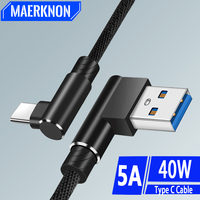 90 Degree Elbow USB C Cable 5A 40W Fast Charging Type C Data Cord For Huawei Mate 50 Samsung Xiaomi Quick Phone Charger USB Wire