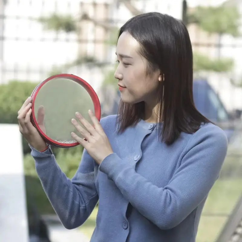 Orff Drum Gelombang Laut Merah 8-Inci dari Butiran Pasir Besi, Mainan Edukasi Anak, Tamborin Suara Laut, Perkusi untuk Pesta