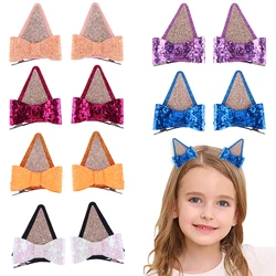 2 Stück Hunde ohren Haars chleife Clips für Kinder Glitzer blaue Haars chleifen für Kleinkind Mädchen Geburtstags kostüm Party bevorzugen Haarschmuck