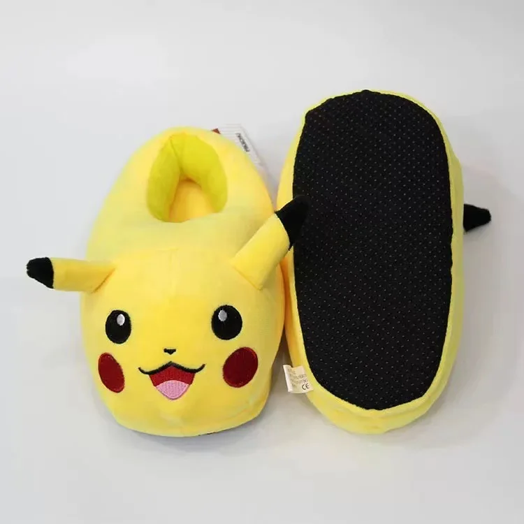 2024 New Anime Pokemon House Shoes Pikachu Cute Animal Cartoon Plush Indoor Couple Shoes Adult Kid Stuffed Slippers Gift