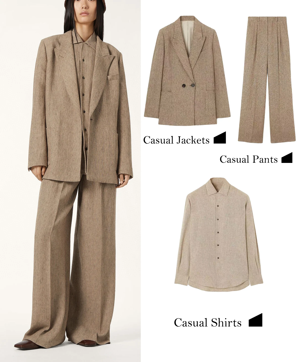 

FWRD Beige Casual Suit Set Acket Pants Shirt Beige Casual Womens Suit Womens Beige Business Suit #FWRD0052
