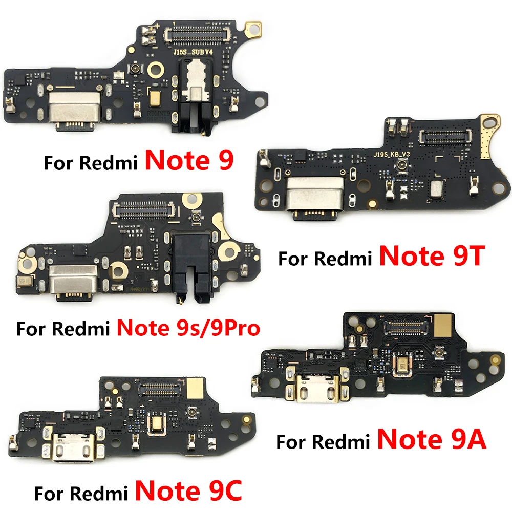 20Pcs，USB Charging Port Board Flex Cable Connector Parts For Xiaomi Redmi 9A 9C 9T K30 4G 5G Note 8 8T 9S 9 Pro 10 Fast charging