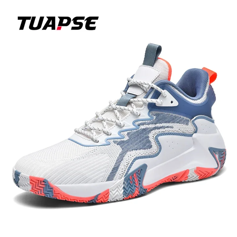 TUAPSE Flywire Breathable Men's Basketball Shoes Athletic Lace-Up Soft Comfortable MD Outsole Men Sports Shoes Large Size 39-48