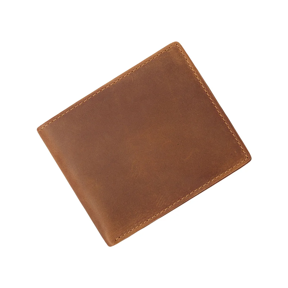 1Pcs Rfid Bifold Cowhide Men Wallet Vintage Style PU Purse Card Holder Cash Storage Male Wallet Man Bifold Purse