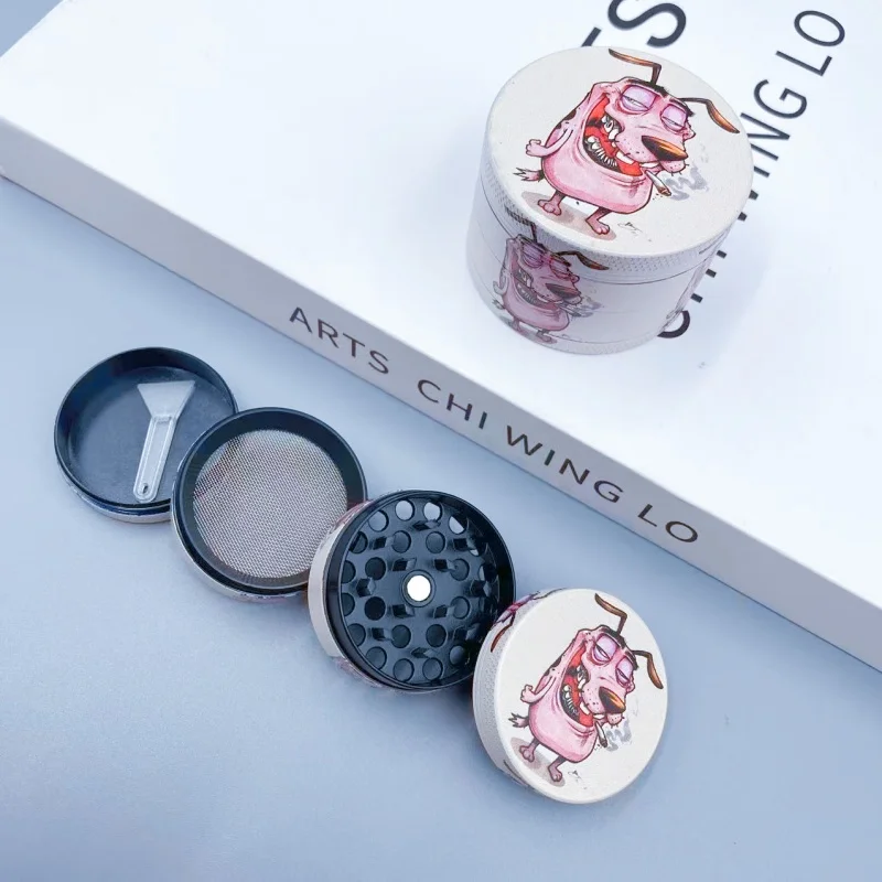 1.6/2inch Dog Herb Grinder 4-layer Metal Manual Salt Spice Mill Mortar Tobacco Crusher Raw Grass Grinder Cigarette Smoking Tool