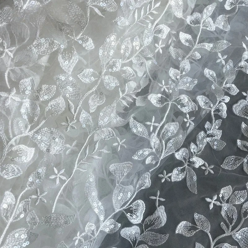 

New High Quality Selected Sequins, Leaves, Stripes, Embroidered Lace, Decal Fabric, DIY Wedding Dress, Clothing Accessories