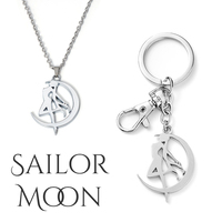 Sailor Moon Tsukino Usagi Men Women Pendant Necklace Fashion Hollow Silver Color Stainless Steel Keychain Necklaces Jewelry Gift