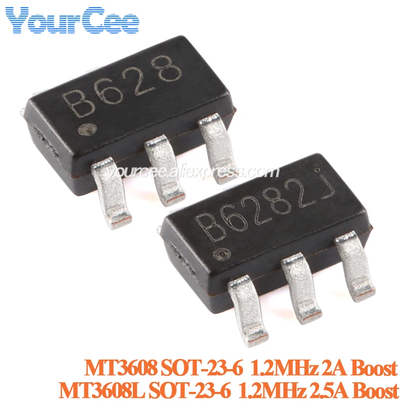 200pcs/10pcs MT3608L SOT-23-6 MT3608 FM3608 B628 MT36291 SOT23-6 2.5A 2A High Efficiency 1.2MHz Current Boost Converter IC Chip
