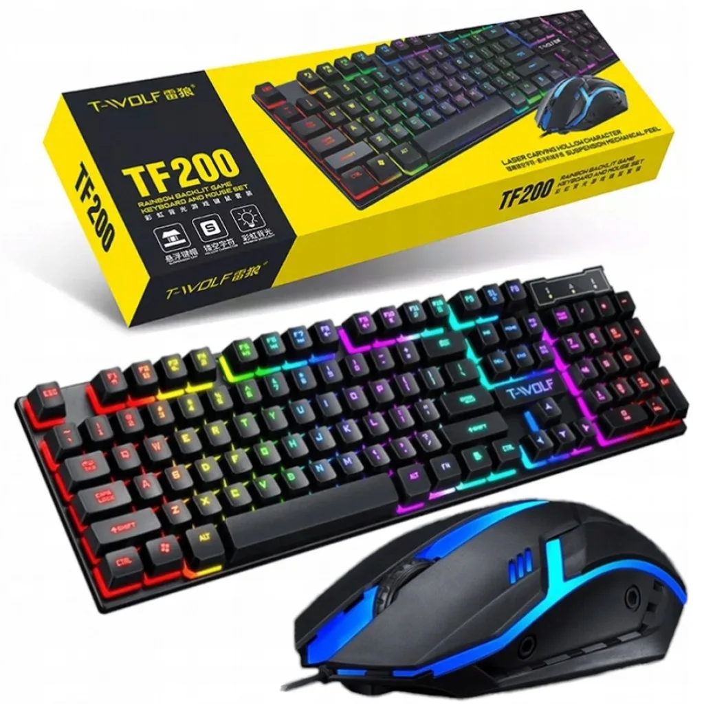 Image of Gaming Gamer Kit-LED-Tastatur mit Hintergrundbeleuchtung + optische USB-Maus, ergonomisch, RGB