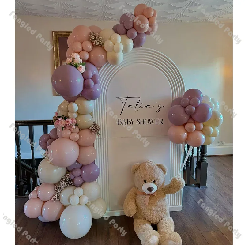 108pcs Baby Shower Balloons Arch Sand Purple Pink Wedding Globos Gender Reveal Kids Party Decor Happy Birthday Wedding Decor