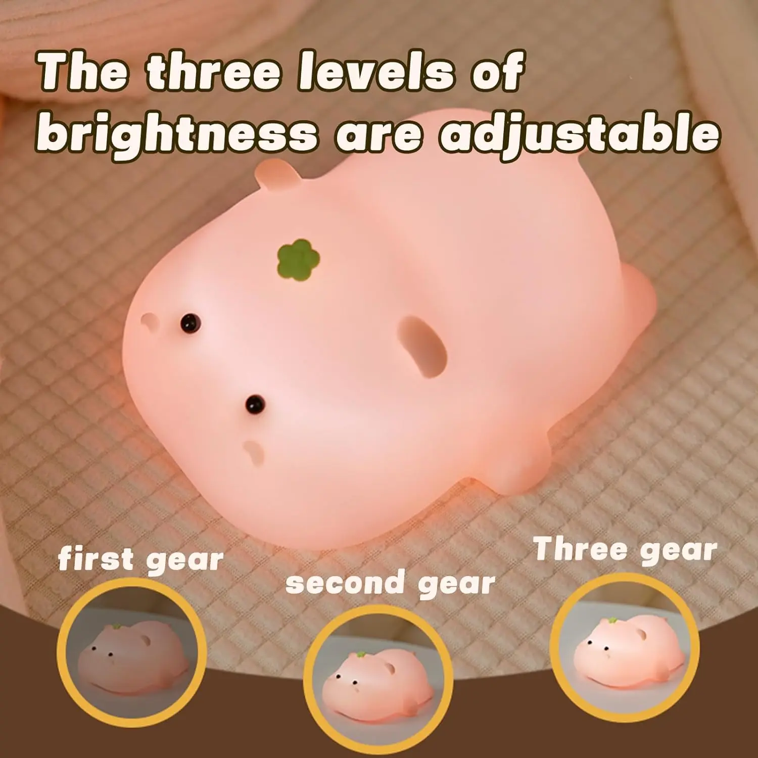 Cute Hippo Night Light Rechargeable LED Pat Silicone Lamp Bedside Children Animal Nightlights for Home Room Decor Birthday Gift