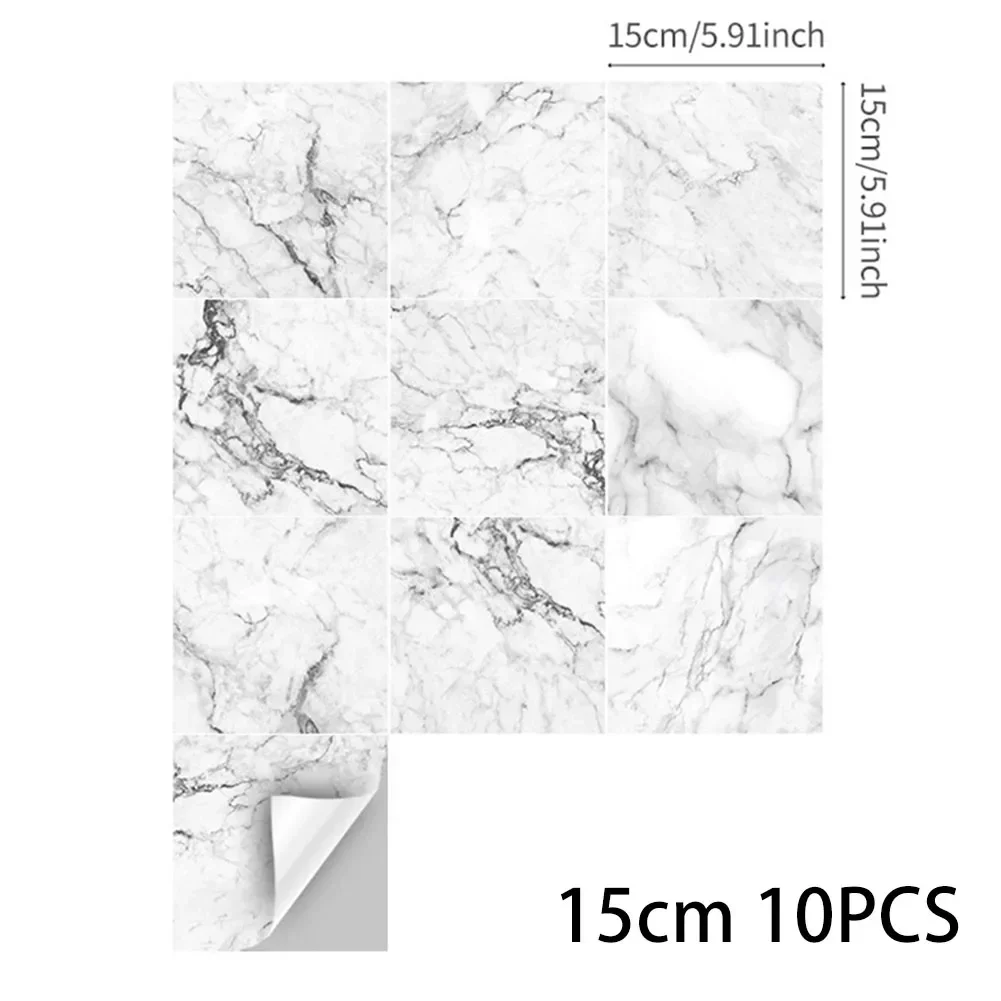 10 Pcs Marble SelfAdhesive Wall Tile Sticker Vinyl Bathroom Kitchen Home Decor Wall Sticker Decoration