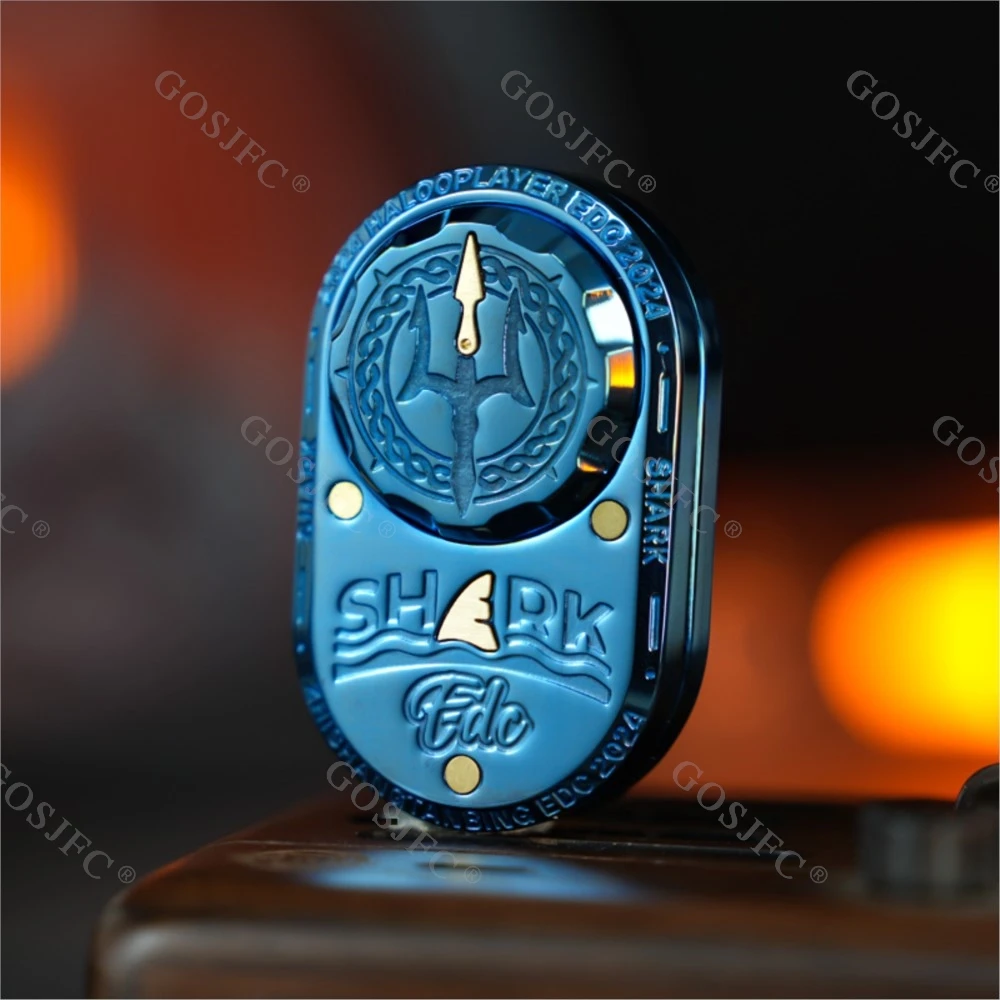 Shark EDC Toys Straight Push Rotating Double Deck Creative Novelty Mechanical Push Slider