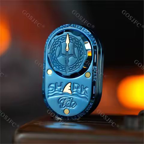 Shark EDC Toys Straight Push Rotating Double Deck Creative Novelty Mechanical Push Slider