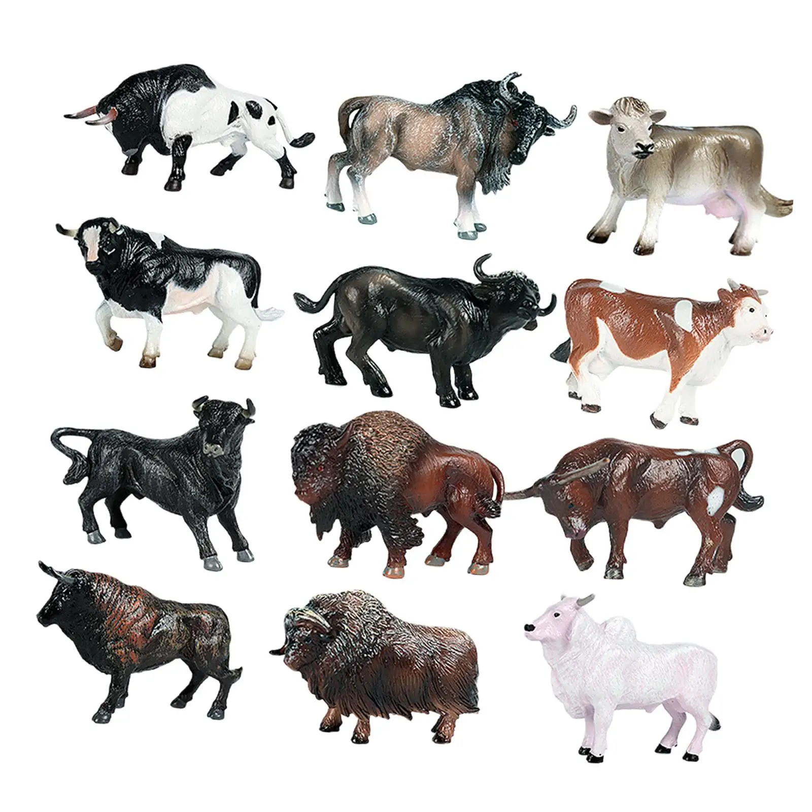 

12 Pieces Cow Animal Model Craft Cattle Figurine for Party Supplies Kids Toy